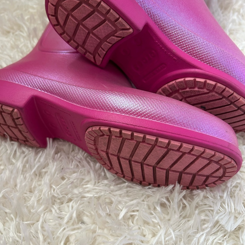 CROCS Shimmer Tall Rain Boots in Metallic Magenta - Picture 6 of 11